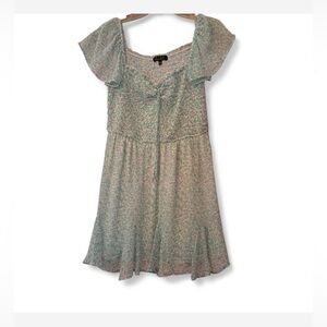 Trixxi Clothing Company Textured Dress in Blue and White